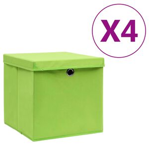vidaXL Oppbevaringsbokser med deksler 4 stk 28x28x28 cm gr&oslash;nn
