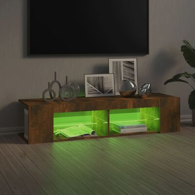 vidaXL TV-benk med LED-lys røkt eik 135x39x30 cm