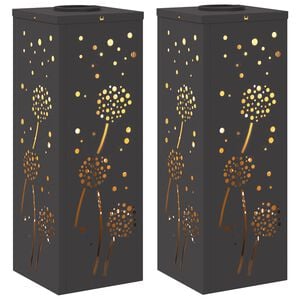 vidaXL Solenergi LED stibelys 2 pcs Svart Kaldvalset st&aring;l