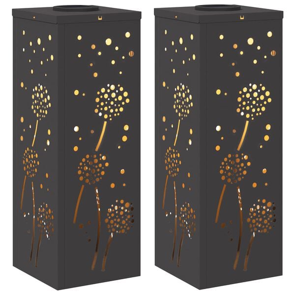 vidaXL Solenergi LED stibelys 2 pcs Svart Kaldvalset st&aring;l