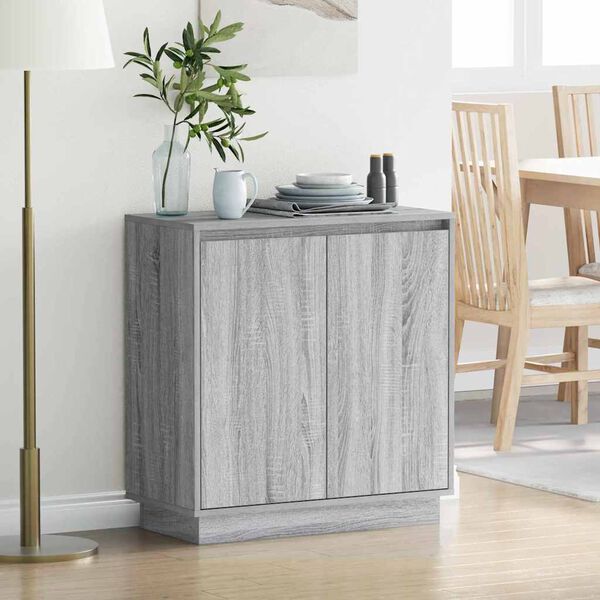 vidaXL LED sideboard Gr&aring; Sonoma 71 x 34,5 x 75 cm Konstruert tre