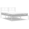 vidaXL Sengeramme i metall med hodegavl hvit 135x190 cm