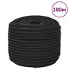 vidaXL B&aring;ttau helsvart 14 mm 100 m polypropylen