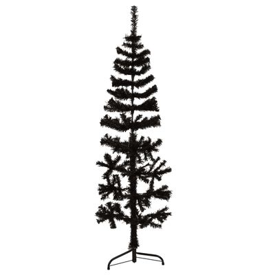vidaXL Kunstig halvt juletre med stativ slankt svart 120 cm