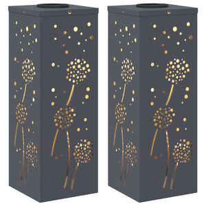 vidaXL Solenergi LED stibelys 2 pcs Antrasitt Kaldvalset st&aring;l