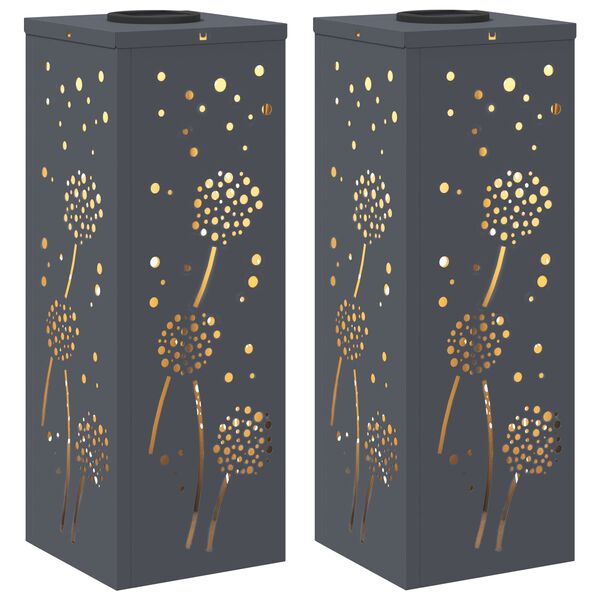 vidaXL Solenergi LED stibelys 2 pcs Antrasitt Kaldvalset st&aring;l