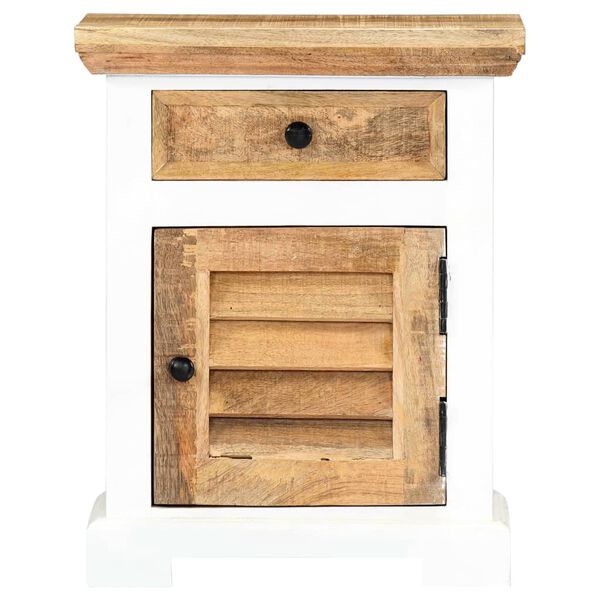 vidaXL Nattbord hvit og brun 40x30x50 cm grov heltre mango