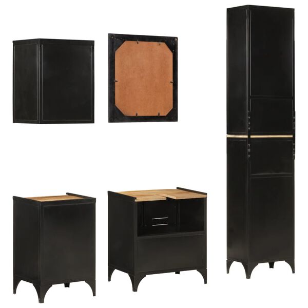 vidaXL Baderomssm&oslash;bler 5 deler jern og heltre mango