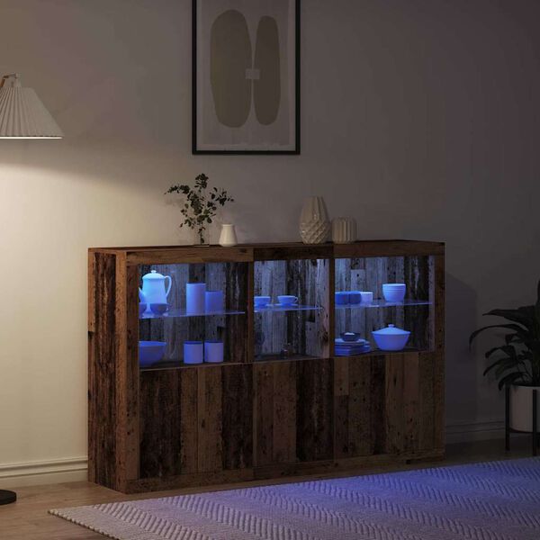 vidaXL LED sideboard Gammelt tre 162 x 37 x 100 cm Konstruert tre