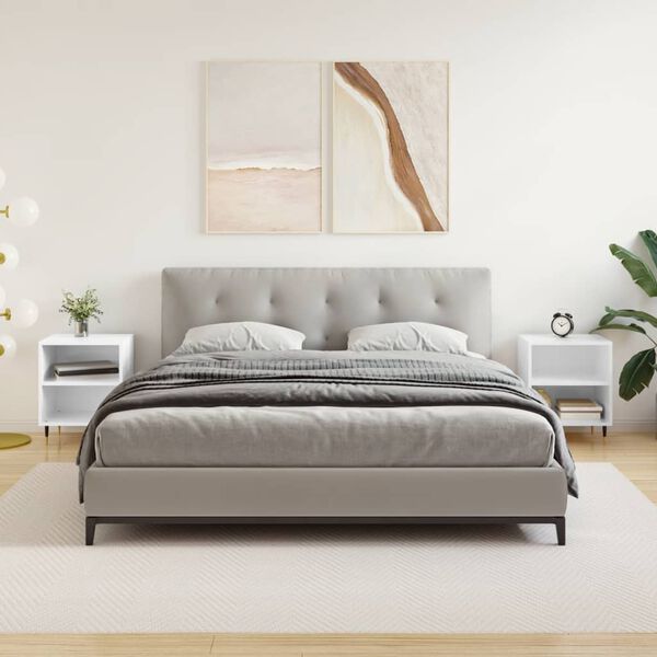 vidaXL Nattbord 2 stk h&oslash;yglans hvit 40x30x50 cm konstruert tre