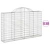 vidaXL Gabionkurver buede 30 stk 200x30x120/140 cm galvanisert jern