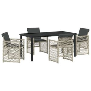 vidaXL Hage Spisegruppe 5 pcs Lysegr&aring; polyrotting