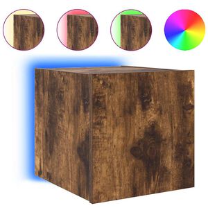 vidaXL Vegghengt TV-benk med LED r&oslash;kt eik 30,5x35x30 cm