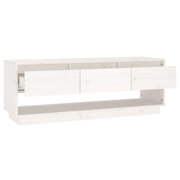 vidaXL TV-benk hvit 110,5x34x40 cm heltre furu