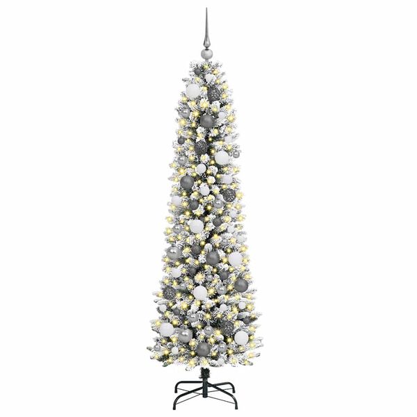 vidaXL Kunstig juletre med 300 LED Hvit 180 cm PVC og Metall og Plast