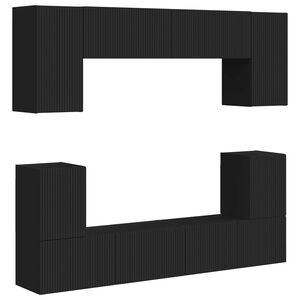 vidaXL TV-benksett Veggmontert 5 pcs Svart Konstruert tre