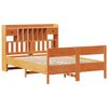 vidaXL Seng med bokhylle uten madrass voksbrun 140x190 cm heltre furu