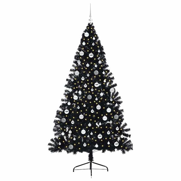 vidaXL Kunstig Forh&aring;ndsopplyst Juletre med 300 LED Svart 210 cm PVC