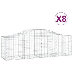 vidaXL Gabionkurver buede 8 stk 200x50x60/80 cm galvanisert jern
