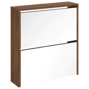 vidaXL Skoskap med speil 2 lag brun eik 63x17x67 cm