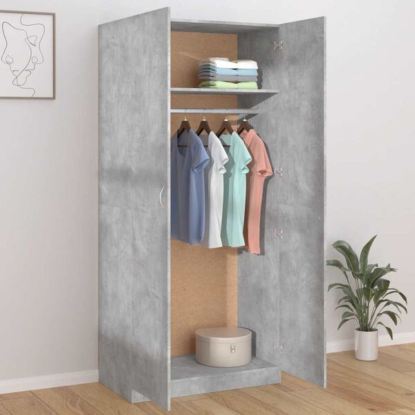 vidaXL Garderobe betonggr&aring; 90x52x200 cm konstruert tre