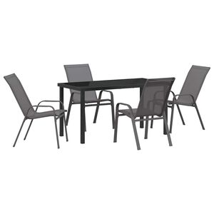 vidaXL Hage Spisegruppe 5 pcs Gr&aring; og svart Pulverlakkert st&aring;l
