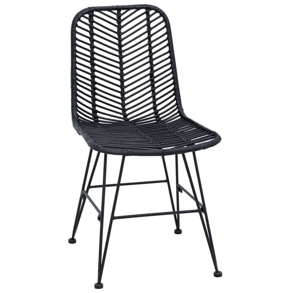 vidaXL Spisestuestol 2 pcs Svart 44,5 x 55 x 85 cm Rattan og Jern