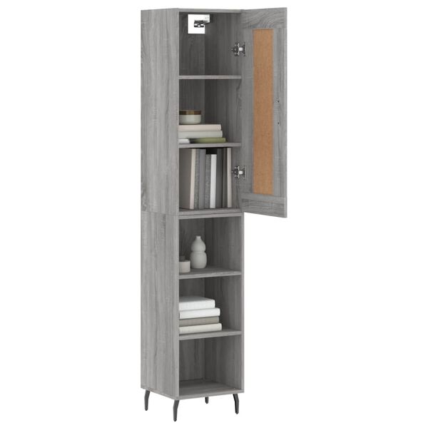 vidaXL Highboard gr&aring; sonoma 34,5x34x180 cm konstruert tre
