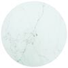 vidaXL Bordplate hvit &Oslash;30x0,8 cm herdet glass med marmor design