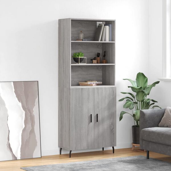 vidaXL Highboard gr&aring; sonoma 69,5x34x180 cm konstruert tre