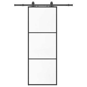 vidaXL Skyvedør med monteringssett svart 76x205 cm ESG-glass