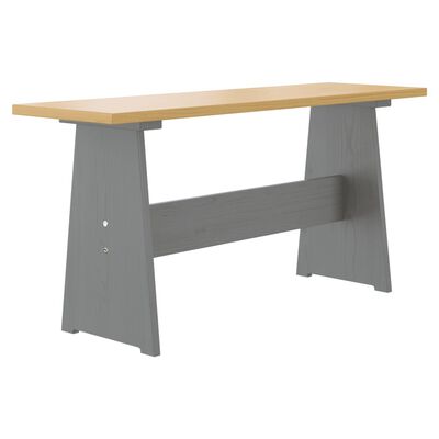 vidaXL Spisebord med benk honningbrun og grå heltre furu