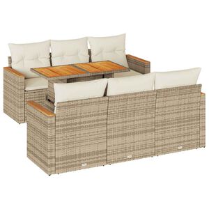 vidaXL Hagesofaer med puter 7 deler beige polyrotting akasie
