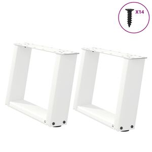 vidaXL Salongbordben U-formet 2 stk hvit 40x(30-31) cm st&aring;l