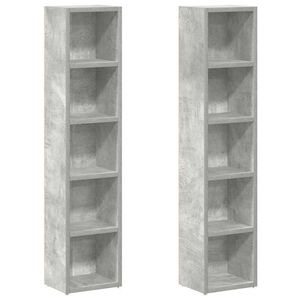 vidaXL CD-skap 2 stk betonggr&aring; 21x16x93,5 cm sponplate