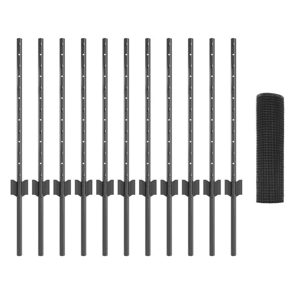 vidaXL Gjerde med stolpe Gr&aring; 0,5 x 25 m St&aring;l