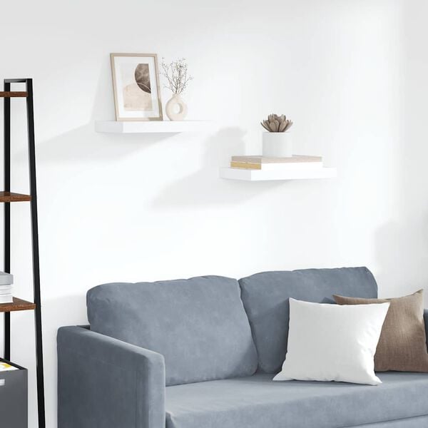vidaXL Flytende vegghyller 2 stk hvit 40x23x3,8 cm MDF