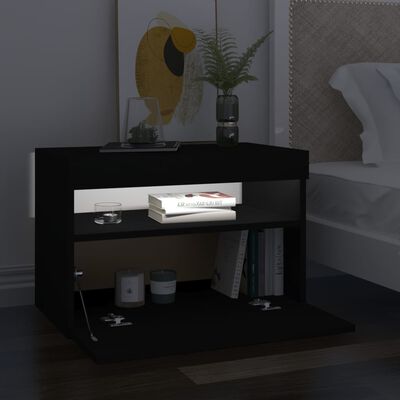 vidaXL TV-benk med LED-lys svart 60x35x40 cm