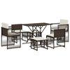 vidaXL Hagespisegruppe med puter 7 deler polyrotting brun