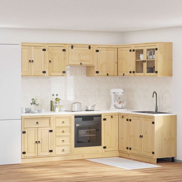 vidaXL Kabinett med skuff med hylle SKI 10 pcs HonningBrun Massiv furu