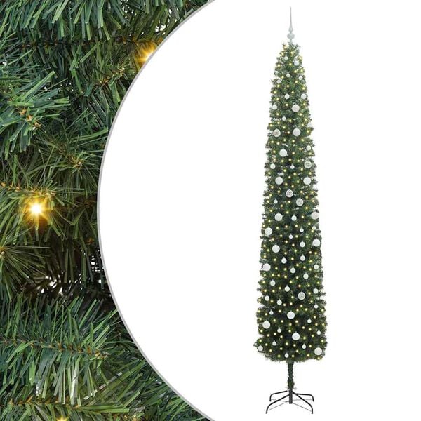 vidaXL Kunstig juletre med 300 LED gr&oslash;nn 300 cm PVC og st&aring;l og plast