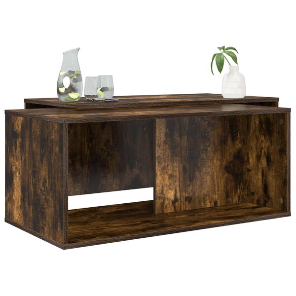 vidaXL Kaffebord Sett 2 pcs R&oslash;kt eik Konstruert tre