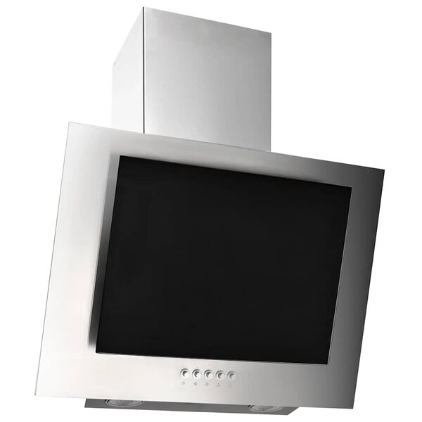 vidaXL Vegghengt kjøkkenvifte 60 cm rustfritt stål & herdet glass sølv