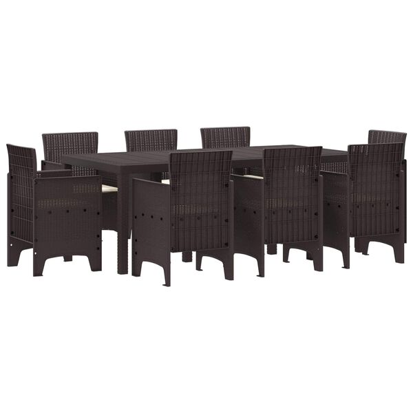 vidaXL Hage Spisegruppe 9 pcs Brun Polt rattan
