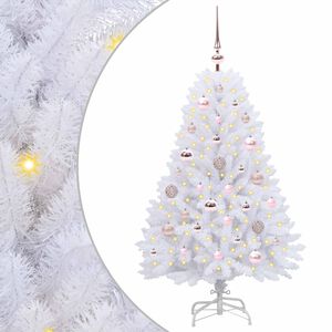vidaXL Kunstig sammensatt juletre med 150 LED Hvit 120 cm PVC og St&aring;l