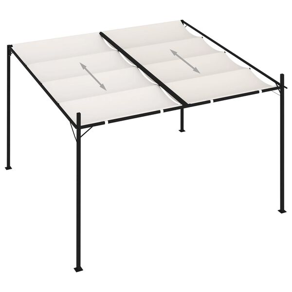 vidaXL Paviljong med uttrekkbart tak 300x300x233 cm kremhvit