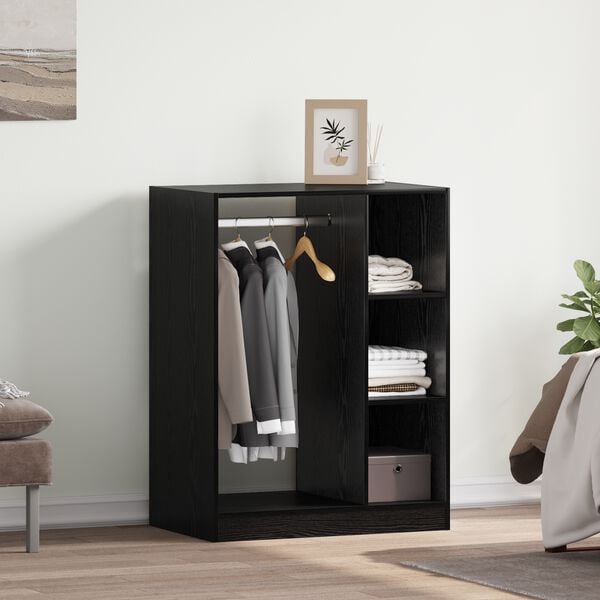 vidaXL Garderobeskap med hylle med lagring Svart Eik 77 x 48 x 102 cm