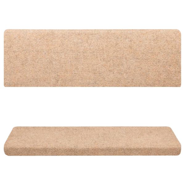 vidaXL Trappematter selvklebende 15 stk 65x21x4 cm kremfarget rektangulær kant