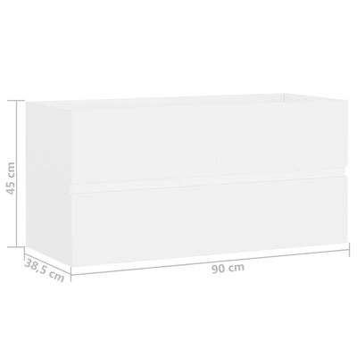 vidaXL Servantskap hvit 90x38,5x45 cm sponplate