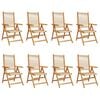 vidaXL Klappstoler i beige, heltre akasie, 8 stk.